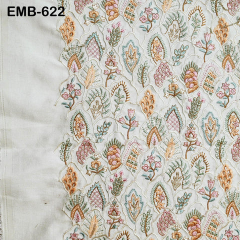 Ivory Embroidered Fabric by the yard Sewing DIY Crafting Embroidery Wedding Dress Costumes Dolls Bags Cushion Covers Table Runners Blouses