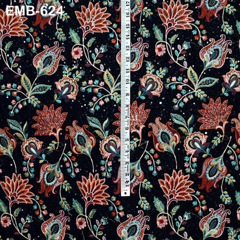 Sequin Indian Embroidered Velvet Blue Fabric by the yard Sewing Crafting Wedding Dress Theatrical Costumes Waistcoats Doll Bags Home Decor