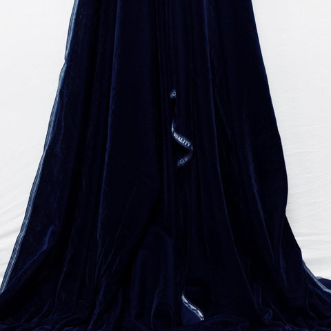 Sequin Indian Embroidered Velvet Blue Fabric by the yard Sewing Crafting Wedding Dress Theatrical Costumes Waistcoats Doll Bags Home Decor