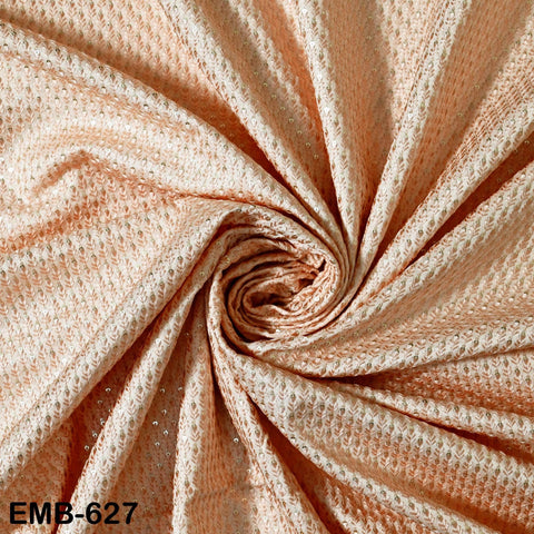 Peach Wedding Dress Material Embroidered Fabric by the yard Sewing DIY Crafting Indian Embroidery Victorian Costumes Dolls Waistcoats