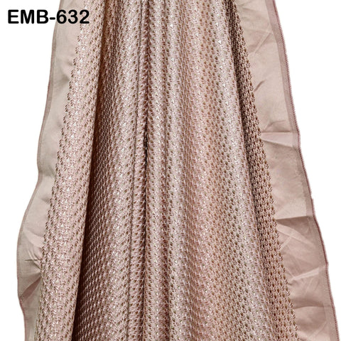 Blush Pink Wedding Dress Material Embroidered Fabric by the yard Sewing DIY Crafting Indian Embroidery Victorian Costumes Dolls Waistcoats