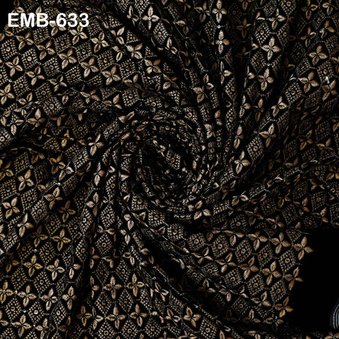 Brown Indian Embroidered Velvet Fabric by the yard Sewing DIY Crafting Wedding Shift Dresses Theatrical Costumes Longline Jackets Waistcoats