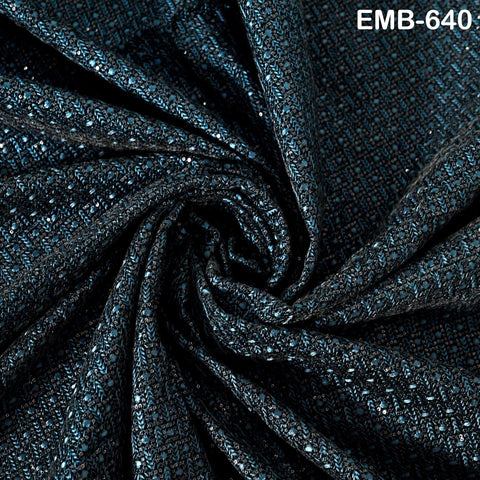 Blue Indian Embroidered Velvet Fabric by the yard Sewing DIY Crafting Wedding Shift Dresses Theatrical Costumes Longline Jackets Waistcoats