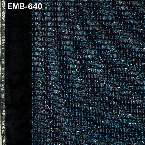 Blue Indian Embroidered Velvet Fabric by the yard Sewing DIY Crafting Wedding Shift Dresses Theatrical Costumes Longline Jackets Waistcoats