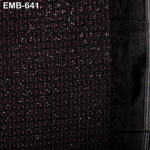 Wine Indian Embroidered Velvet Fabric by the yard Sewing DIY Crafting Wedding Shift Dresses Theatrical Costumes Longline Jackets Waistcoats