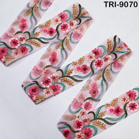 9 Yard Indian 40mm Embroidery Ribbon Trim Border Embroidered Embellishment Sewing Wedding Dress Shoe Making, Jewelry Crafting Holidays Decor