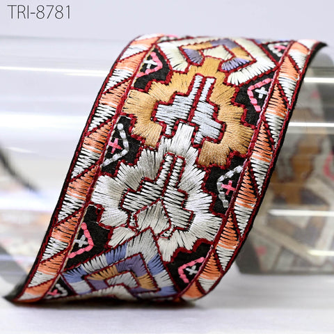 9 Yard Geometric 6CM Embroidery Trim Ribbons Embellishment Embroidered Fabric Saree Theatrical Costumes Border DIY Crafting Sewing Beach Bag