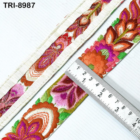 9 Yard Embroidery 4cm Trims Embellishment Embroidered Fabric Saree Ribbon Costumes Border Crafting Sewing Beach Bag Tote Pouche Wall Hanging