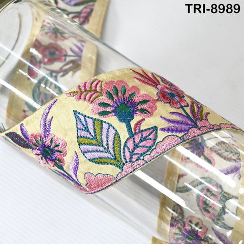 9 Yard Embroidered 70mm Fabric Trim Decorative Indian Embroidery Embellishments Tapes DIY Crafting Sewing Saree Ribbons Sari Border Clutches