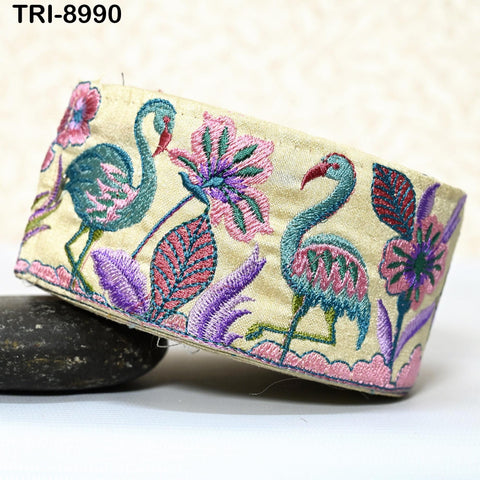 9 Yard Embroidered 70mm Fabric Trim Decorative Indian Embroidery Embellishments Tapes DIY Crafting Sewing Saree Ribbons Sari Border Clutches