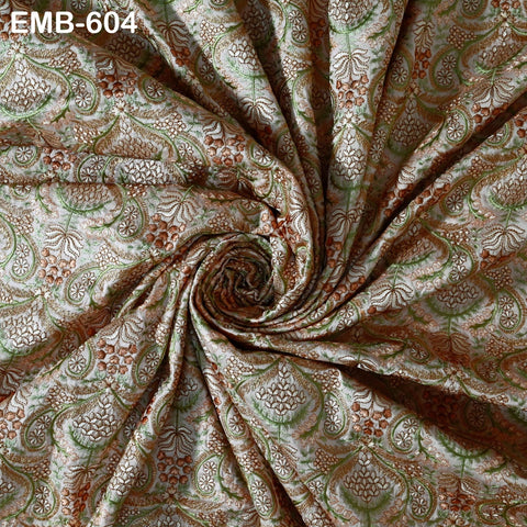 58" Pink Wedding Material Embroidered Fabric by the yard Sewing Crafting Indian Embroidery Victorian Costumes Waistcoats Longline Jackets