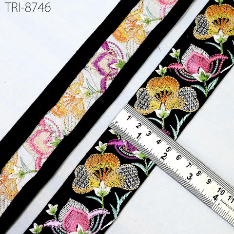 9 Yard Indian Embroidery Ribbon 5cm Trim Sari Border Crafting Sewing Embroidered Decorative Costumes Designing Curtain Home Decor Trimmings