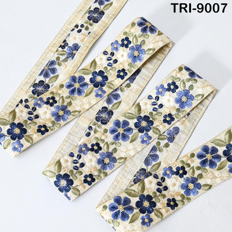 9 Yard Indian Embroidery Fabric 5cm Trim Embellishments DIY Crafting Sewing Saree Indian Sari Border Embroidered Ribbons Decorative Tapes