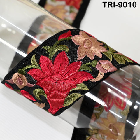 9 Yard Red 65mm Sari Border Embroidery Trims Tapes Embroidered Saree Ribbons Embellish Sewing Costumes Crafting Hair Bands Straps Tote Bags