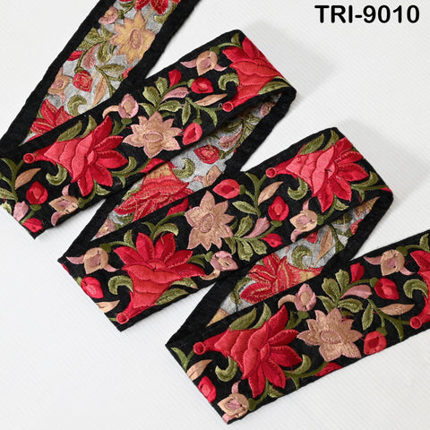 9 Yard Red 65mm Sari Border Embroidery Trims Tapes Embroidered Saree Ribbons Embellish Sewing Costumes Crafting Hair Bands Straps Tote Bags