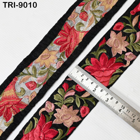 9 Yard Red 65mm Sari Border Embroidery Trims Tapes Embroidered Saree Ribbons Embellish Sewing Costumes Crafting Hair Bands Straps Tote Bags