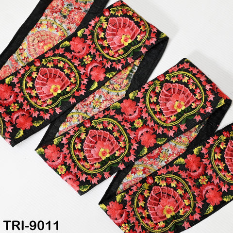 9 Yard Red 9cm Sari Border Embroidery Trims Tapes Embroidered Saree Ribbons Embellish Sewing Costumes Crafting Hair Bands Straps Tote Bags