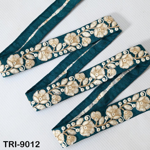 9 Yard Embroidery Fabric Trim 35mm Ribbon Embellishment Embroidered Sewing Crafting Border Indian Wedding Dresses Ball Gown Tapes Costumes