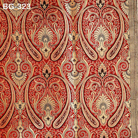 Maroon Gold Brocade Fabric by the yard Indian Blended Silk Wedding Dress Banarasi Vest, Corset Fabric Theatrical Costumes Mid Length Coats
