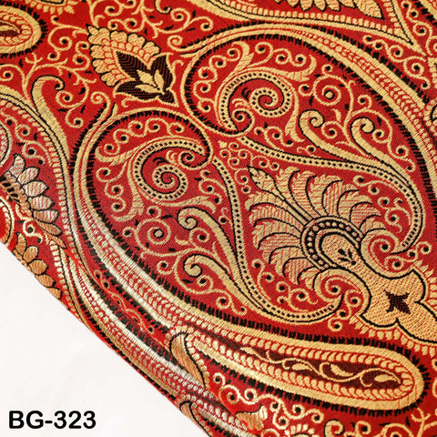 Maroon Gold Brocade Fabric by the yard Indian Blended Silk Wedding Dress Banarasi Vest, Corset Fabric Theatrical Costumes Mid Length Coats