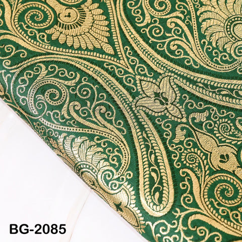 Bottle Green Indian Brocade Fabric by the Yard Banarasi Lehenga Wedding Dresses Saree Fabric Sewing Crafting Home Decor Table Runner Drapery