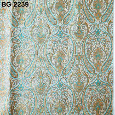 Indian Light Turquoise Brocade by the Yard Sewing Wedding Dress Jacket Blended Silk Banarasi Costume Material Crafting Upholstery Furnishing