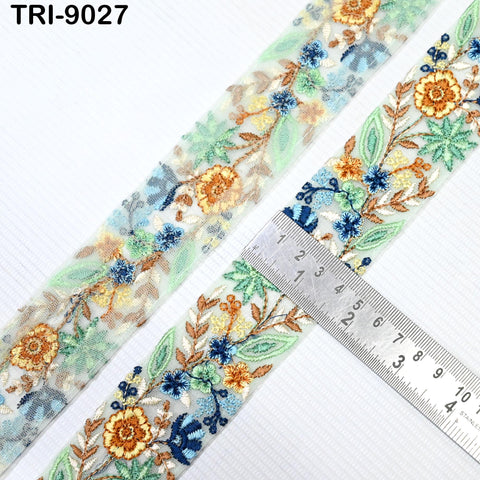 9 Yard Indian Embroidery Ribbons 4cm Embroidered Fabric Trim Embellishment Saree Sewing Craft Border Wedding Dress Cushion Cover Accessories