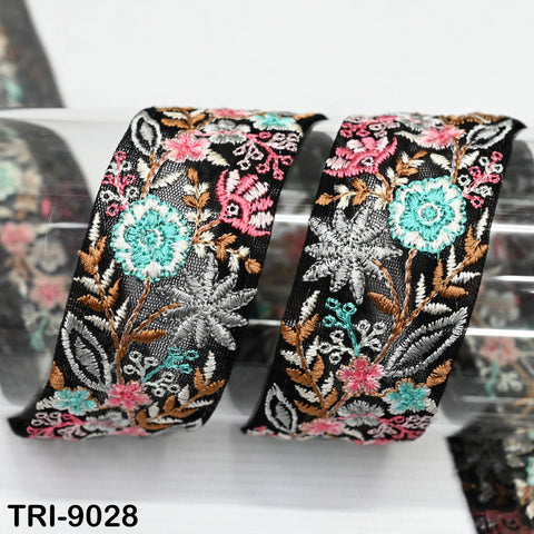 9 Yard Indian Embroidery Ribbons 4cm Embroidered Fabric Trim Embellishment Saree Sewing Craft Border Wedding Dress Cushion Cover Accessories