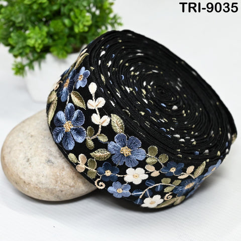 9 Yard Indian Embroidery Fabric 5cm Trim Embellishments DIY Crafting Sewing Saree Indian Sari Border Embroidered Ribbons Decorative Tapes