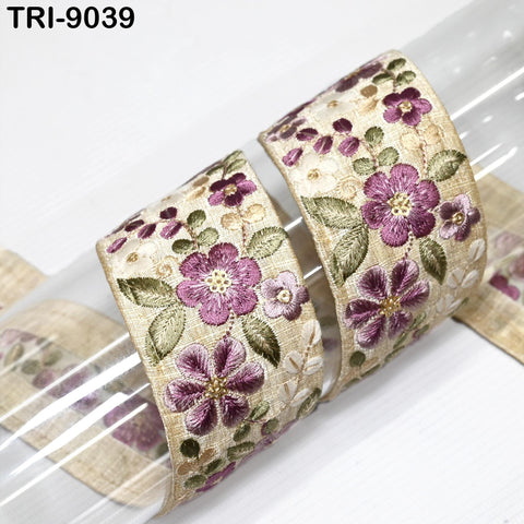 9 Yard Indian Embroidery Fabric 5cm Trim Embellishments DIY Crafting Sewing Saree Indian Sari Border Embroidered Ribbons Decorative Tapes