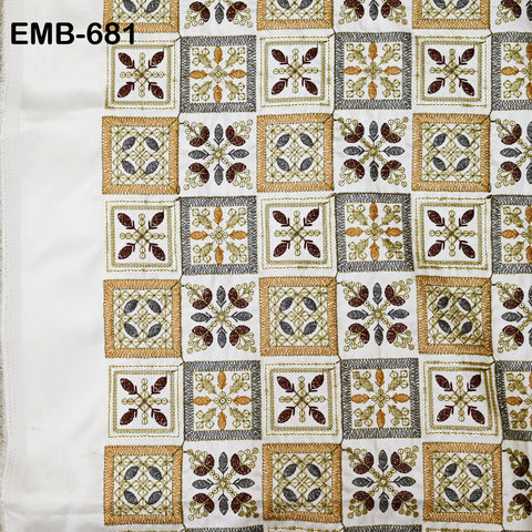 Ivory Wedding Dress Material Embroidered Fabric by the yard Sewing DIY Crafting Indian Embroidery Victorian Costume Dolls Waistcoats