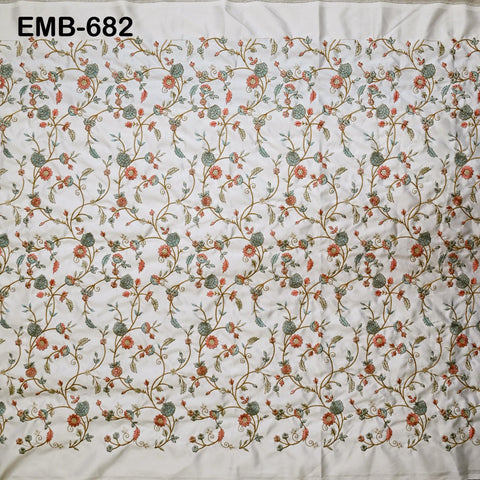 White Embroidered Fabric by the yard Sewing DIY Crafting Embroidery Wedding Costumes Dolls Tote Bag Renaissance Dress Home Decor Upholstery