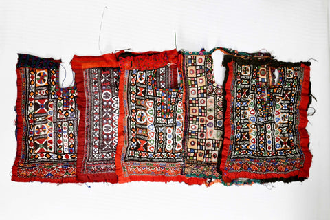 Upcycled Handmade Banjara Neck Yoke/Neckline Kutch Vintage Embellished Indian Tribal Embroidery for Bags Dress Jacket Bohemian Cloth Appliqu