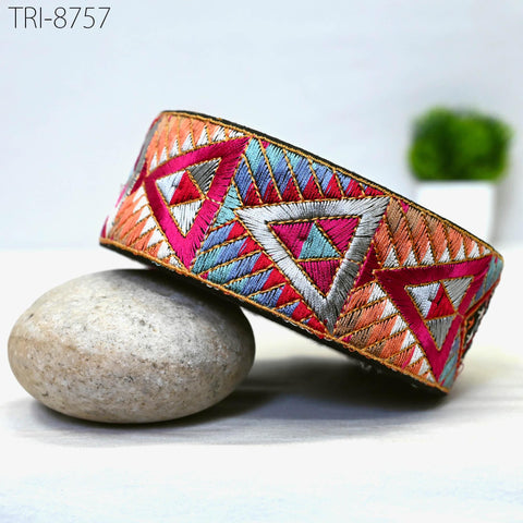 9 Yard Indian 5cm Trim Decor Sari Border DIY Crafting Ribbon Sewing Fabric Embroidered Dog Collar Tote Bags, Lampshades, Holidays Home Decor