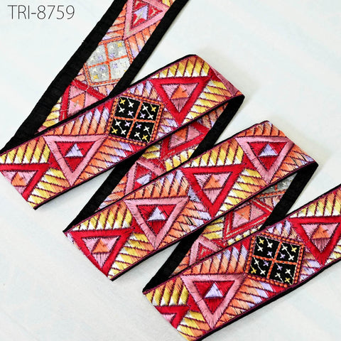 9 Yard Indian 5cm Trim Decor Sari Border DIY Crafting Ribbon Sewing Embroidered Dog Collar Tote Bags, Hair Accessories, Holidays Home Decor