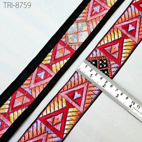 9 Yard Indian 5cm Trim Decor Sari Border DIY Crafting Ribbon Sewing Embroidered Dog Collar Tote Bags, Hair Accessories, Holidays Home Decor