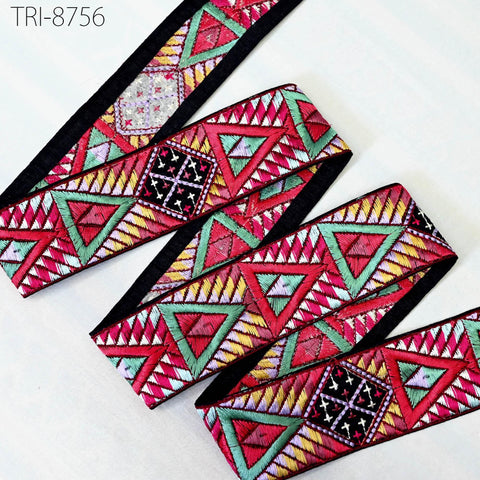 9 Yard Indian 5cm Trim Decor Sari Border DIY Crafting Ribbon Sewing Fabric Embroidered Dog Collar Tote Bags, Lampshades, Holidays Home Decor