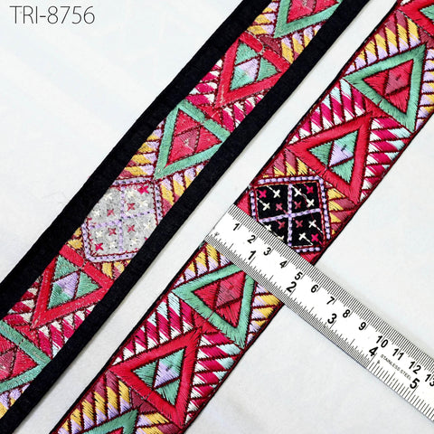 9 Yard Indian 5cm Trim Decor Sari Border DIY Crafting Ribbon Sewing Fabric Embroidered Dog Collar Tote Bags, Lampshades, Holidays Home Decor