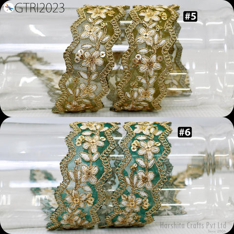 9 Yard Indian Scallop Edge Embroidery 5cm Trim Embroidered Saree Ribbon Cushions Cover Sewing Crafting Tape Curtains Headbands Sari Border