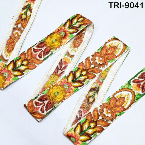 9 Yard Embroidery 4cm Trims Ribbon Embellishment Embroidered Fabric Saree Wall Hanging Border Crafting Sewing Beach Bag Tote Holidays Decor