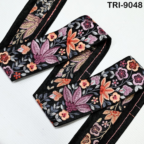 9 Yard Indian 6cm Embroidered Ribbon Embroidery Fabric Trim Decor Sari Border Trimmings Sewing Dress Laces Craft Beach Bags Belts Home Decor