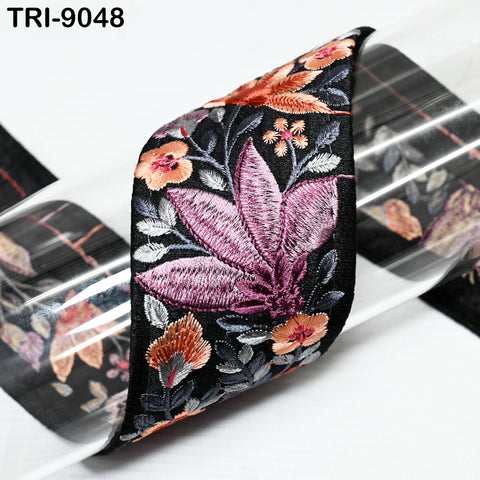 9 Yard Indian 6cm Embroidered Ribbon Embroidery Fabric Trim Decor Sari Border Trimmings Sewing Dress Laces Craft Beach Bags Belts Home Decor