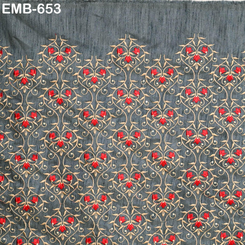 Grey Embroidered Fabric by the yard Sewing DIY Crafting Embroidery Wedding Costumes Dolls Tote Bag Renaissance Dress Home Decor Upholstery