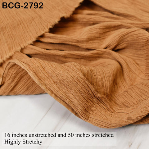 16'' Organic Crinkled Soft Light weight Cotton Fabric by the yard Wrinkled Stretchable Indian Sewing Crafting Summer Kids Girls Women Dress