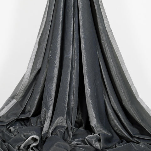 Grey Indian Embroidered Velvet Fabric by the yard Sewing DIY Crafting Wedding Dress Costumes Doll Bags Cushion Covers Table Runner Quilting