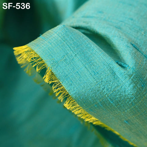 Pure Dupioni Fabric Iridescent Turquoise Yellow Yardage Wedding Bridesmaid Dresses Indian Raw Silk Dupion Crafting Sewing Costumes Curtains