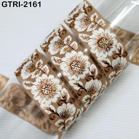 9 Yard Embroidery 3cm Ribbons Fabric Trim Indian Embroidered DIY Crafting Border Sewing Beach Tote Bag Shoe Making Costume Holiday Ornaments