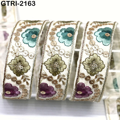9 Yard Embroidery 3cm Ribbon Trim Fabric Indian Sari Border Crafting Sewing Guitar Belts Beach Bag Cushions Trimming Embellishments