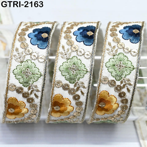 9 Yard Embroidery 3cm Ribbon Trim Fabric Indian Sari Border Crafting Sewing Guitar Belts Beach Bag Cushions Trimming Embellishments