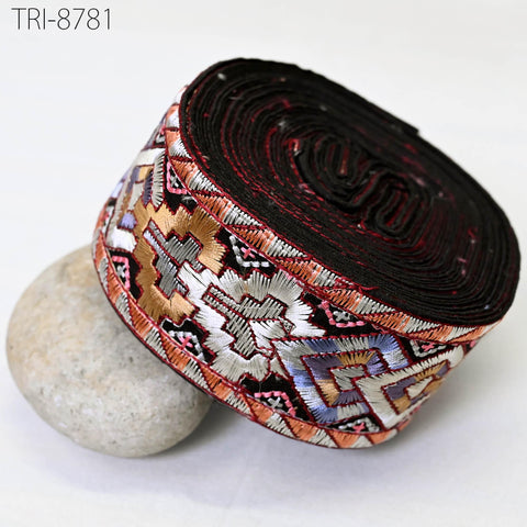 9 Yard Geometric 6CM Embroidery Trim Ribbons Embellishment Embroidered Fabric Saree Theatrical Costumes Border DIY Crafting Sewing Beach Bag